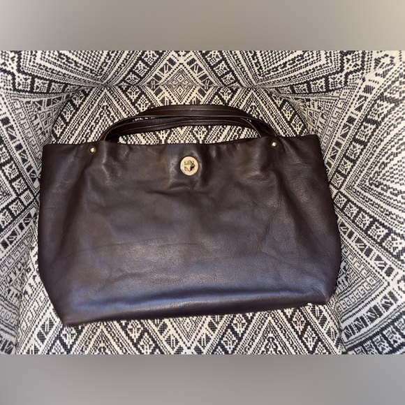 Kate Spade Authentic Sutton Place Brown Leather Top Handle Turn Lock Satchel Bag - Picture 1 of 12